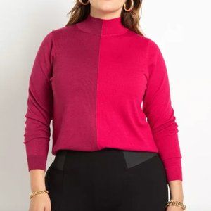 Eloquii Vertical Colorblocked Turtleneck